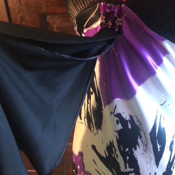 Vintage Dave & Johnny sz 4 formal halter neckline/ black, white,and purple dress - Picture 9 of 15